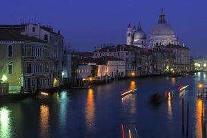 cityscape, City, Night, Lake, Boat, Lights, Building, Venice