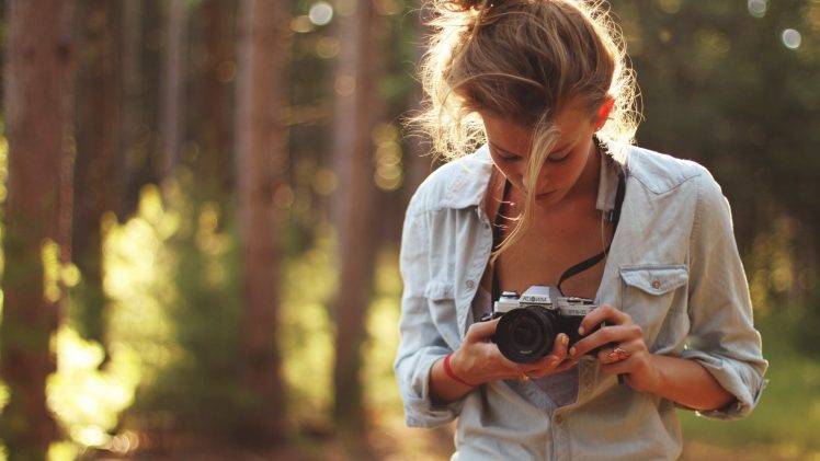 camera, Nature, Women, Forest, Depth Of Field, Minolta HD Wallpaper Desktop Background
