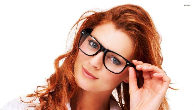 glasses, Redhead, Blue Eyes, Simple Background, Closeup, Smiling HD Wallpaper Desktop Background