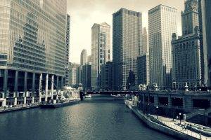 building, Urban, City, River, Chicago