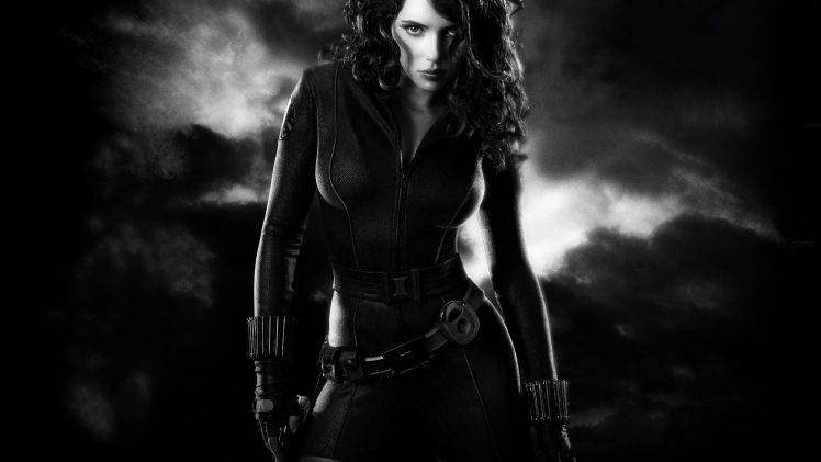 Black Widow, Scarlett Johansson, Iron Man 2, Monochrome, Superheroines HD Wallpaper Desktop Background