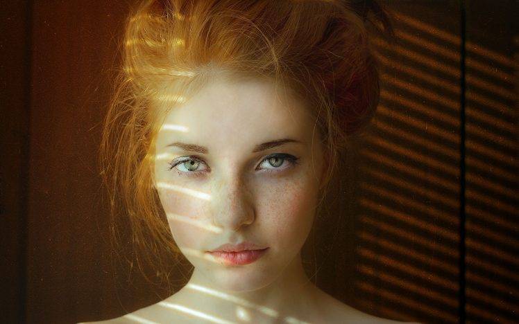 natural Lighting, Women, Redhead, Green Eyes, Face, Freckles, Portrait, Aleksandra V. HD Wallpaper Desktop Background