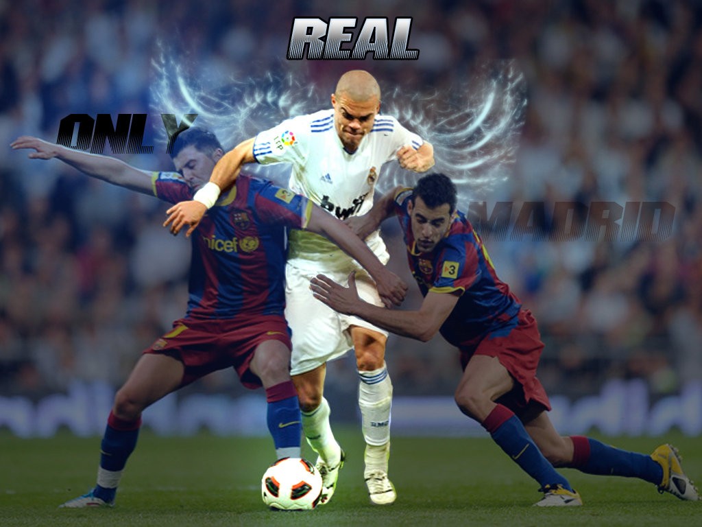 soccer, Pepe, David Villa, Sergio Busquets, Real Madrid, FC Barcelona Wallpaper