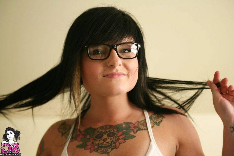 Suicide Girls, Glasses, Nose Rings, Tattoo HD Wallpaper Desktop Background