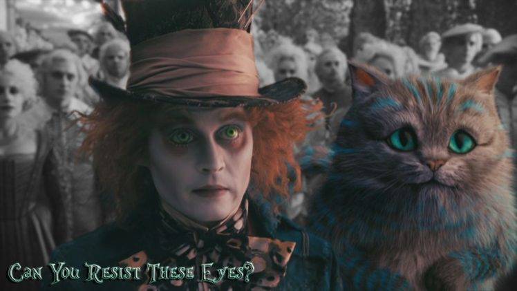 movies, Alice In Wonderland, Cat, Johnny Depp, Mad Hatter, Cheshire Cat HD Wallpaper Desktop Background