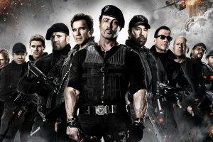 movies, Sylvester Stallone, Bruce Willis, Arnold Schwarzenegger, Jason Statham, The Expendables 2