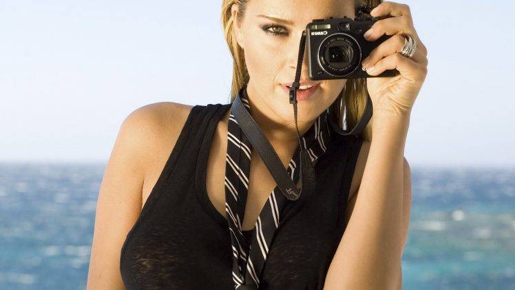 Petra Nemcova, Hazel Eyes, Blonde, Face, Camera, Black Clothing, Tie HD Wallpaper Desktop Background