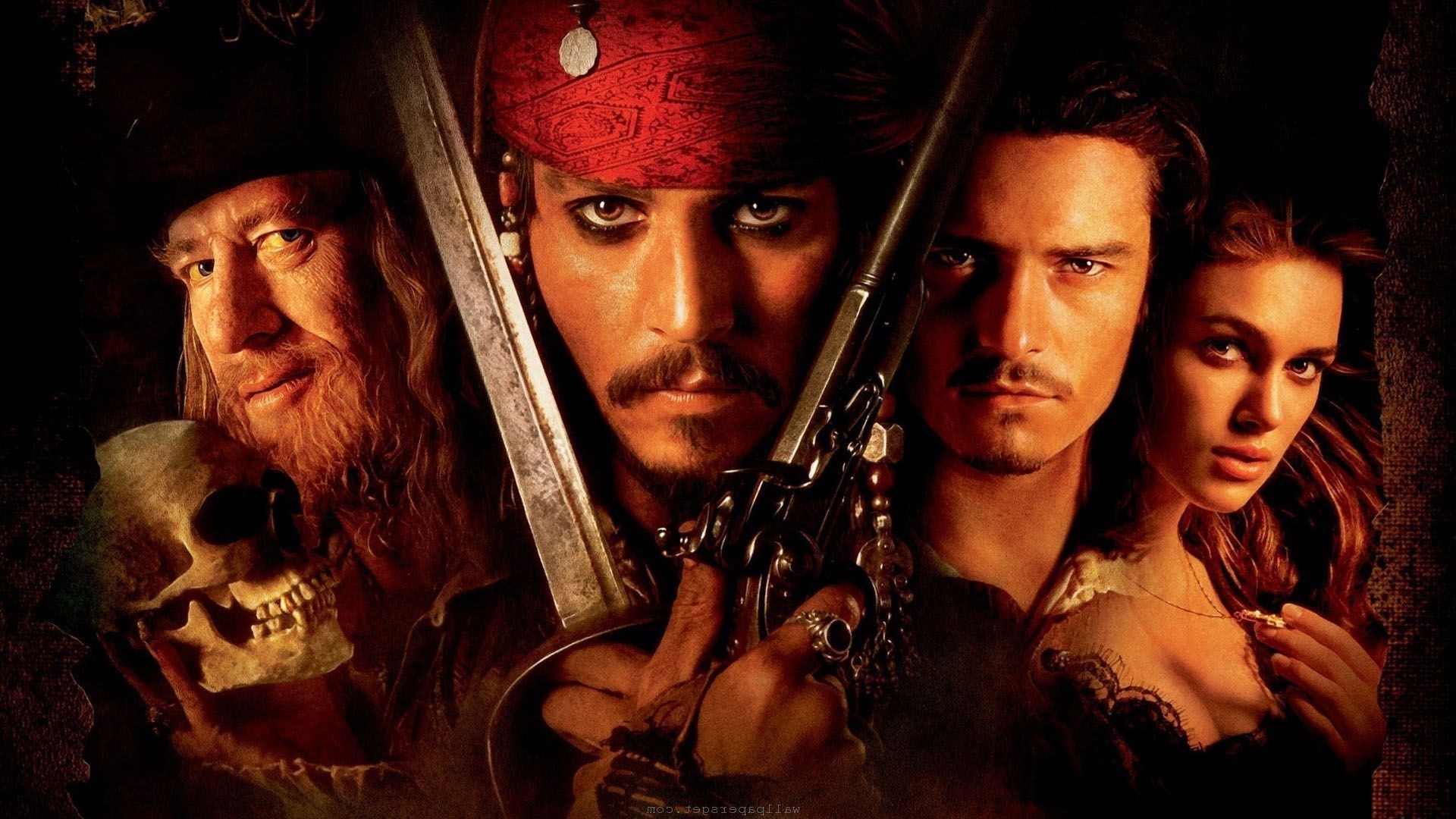 movies, Pirates Of The Caribbean: The Curse Of The Black Pearl, Keira Knightley, Johnny Depp, Orlando Bloom Wallpaper