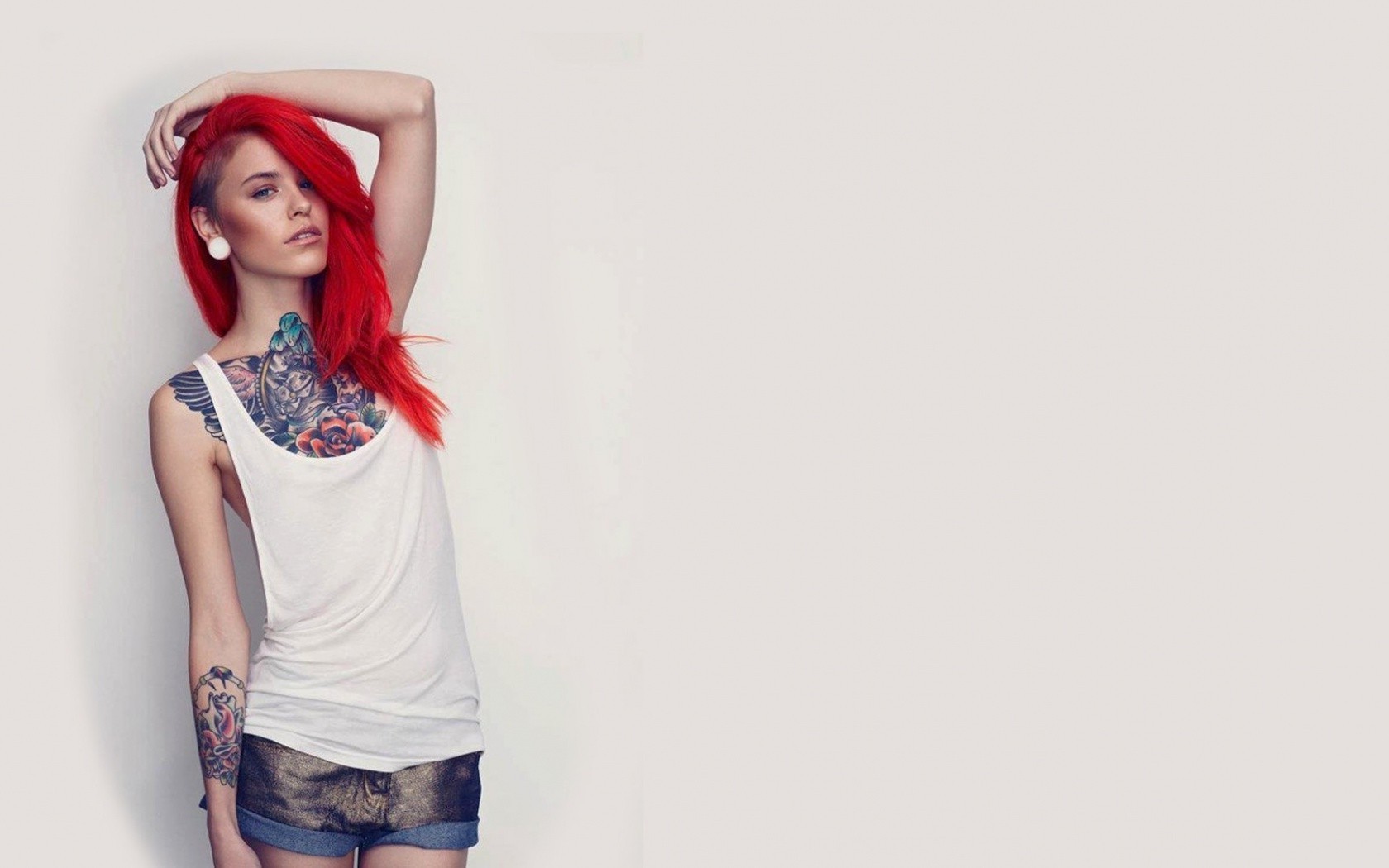 tattoo, Redhead, Denim, Women Wallpaper