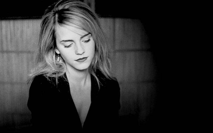 Emma Watson, Women, Monochrome HD Wallpaper Desktop Background