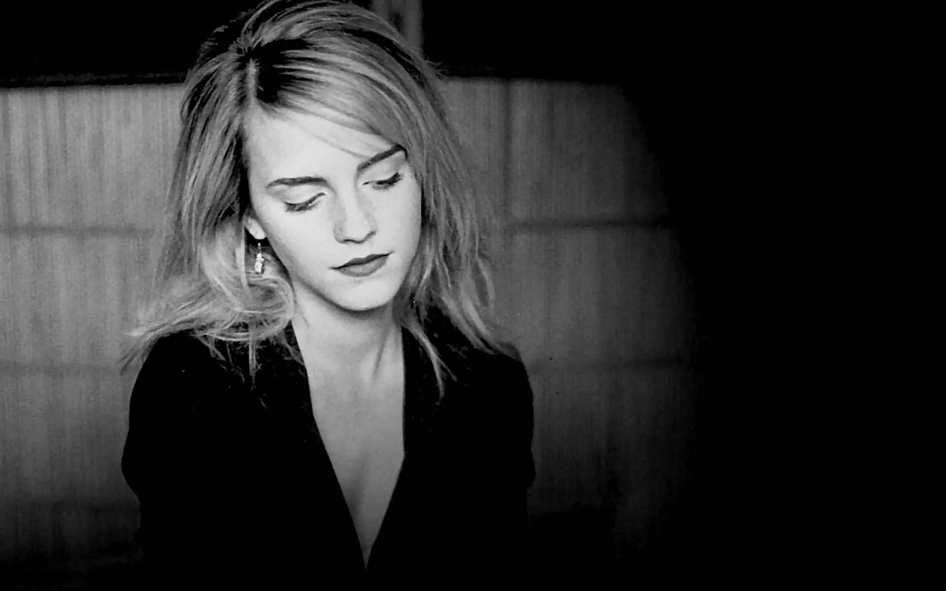 Emma Watson, Women, Monochrome Wallpaper