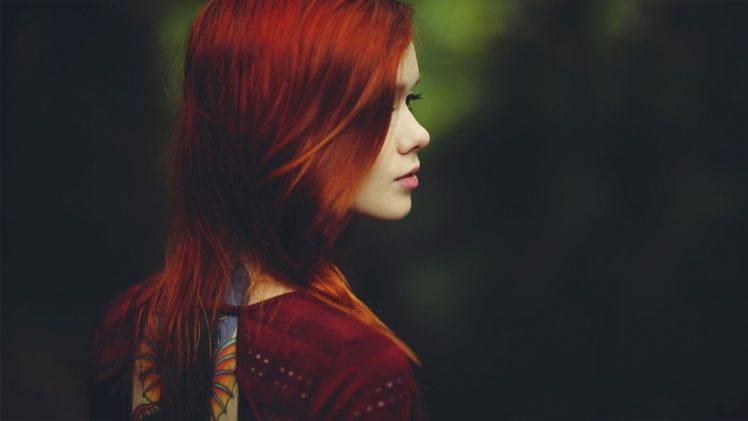 women, Redhead, Women Outdoors, Depth Of Field, Tattoo HD Wallpaper Desktop Background