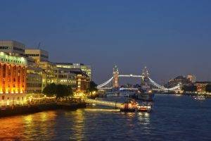 river, Cityscape, Boat, Lights, Bridge, London, England, River Thames, London Bridge