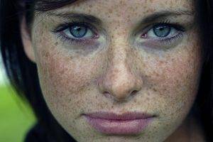 freckles, Blue Eyes, Brunette, Face