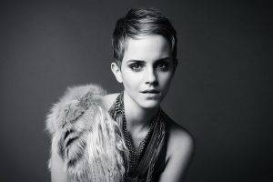 women, Emma Watson, Monochrome