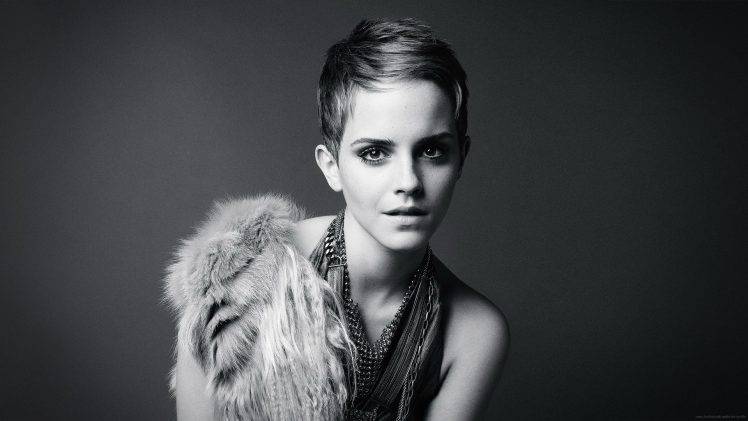 women, Emma Watson, Monochrome HD Wallpaper Desktop Background
