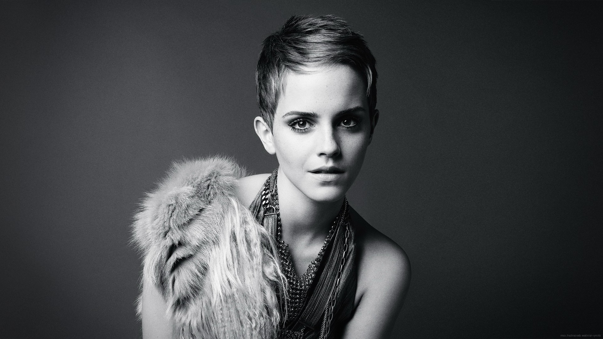 women, Emma Watson, Monochrome Wallpaper