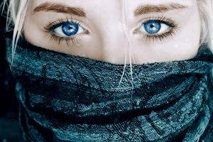 scarf, Blue Eyes, Face
