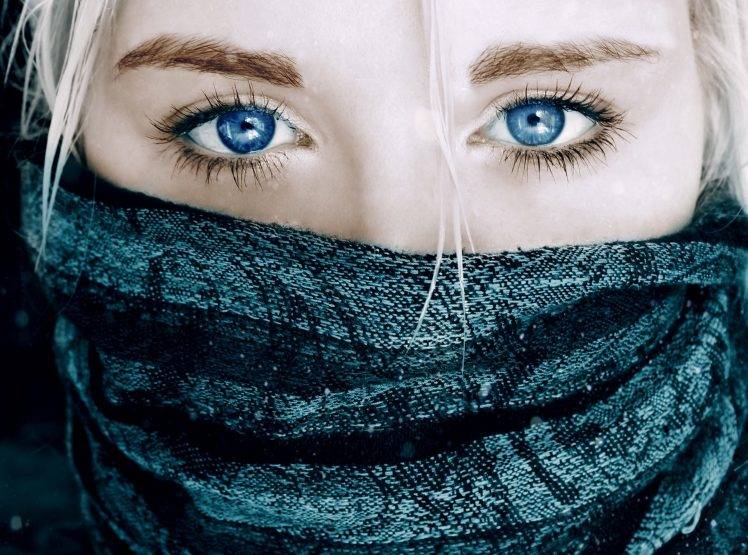 scarf, Blue Eyes, Face HD Wallpaper Desktop Background