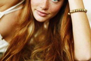 Lindsay Hansen, Women, Redhead, Blue Eyes, Long Hair, Freckles