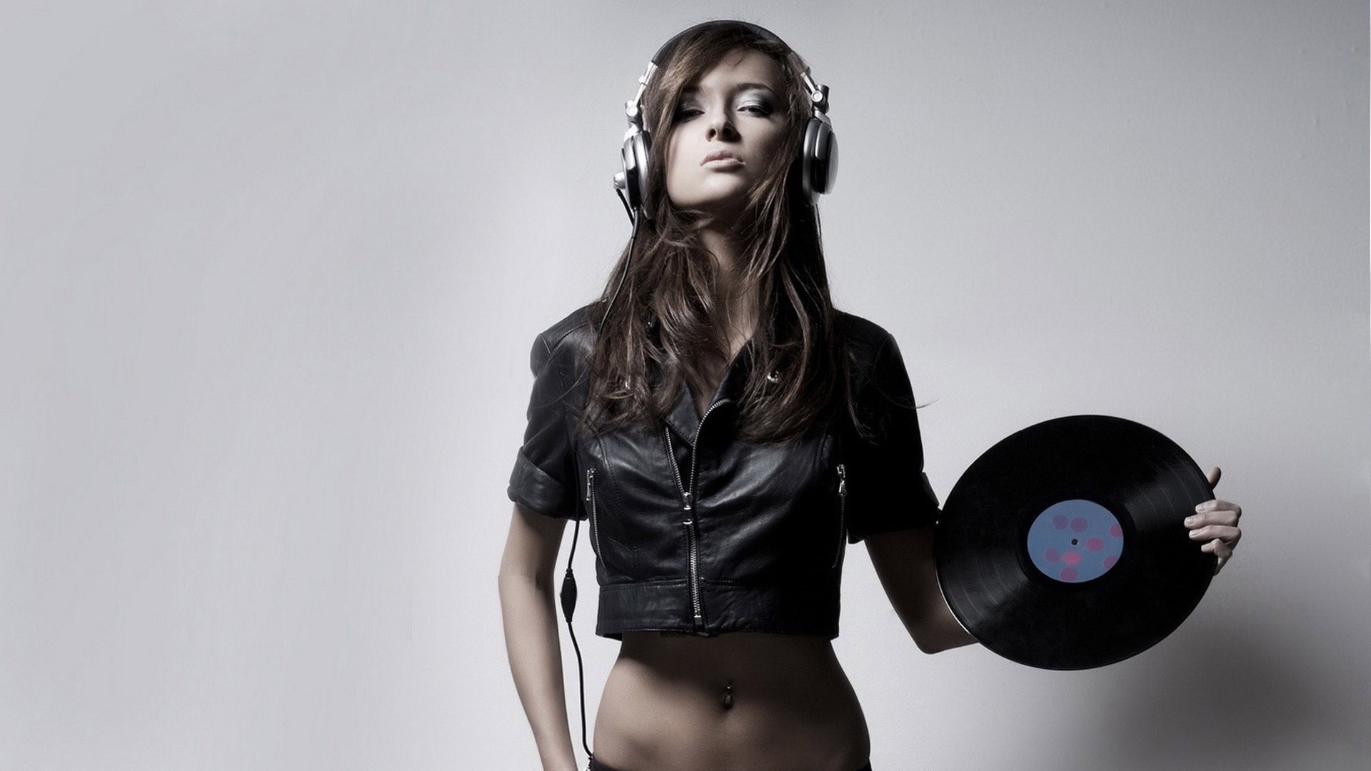 women, Headphones, Vinyl Wallpaper