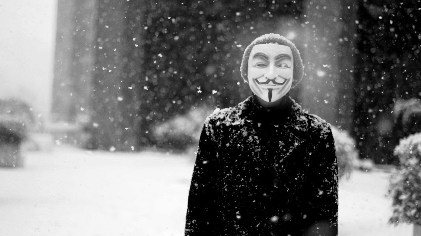 Anonymous, Snow, Guy Fawkes Mask Wallpaper