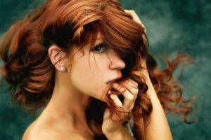 redhead, Sensual Gaze, Face, Hair In Face, Profile