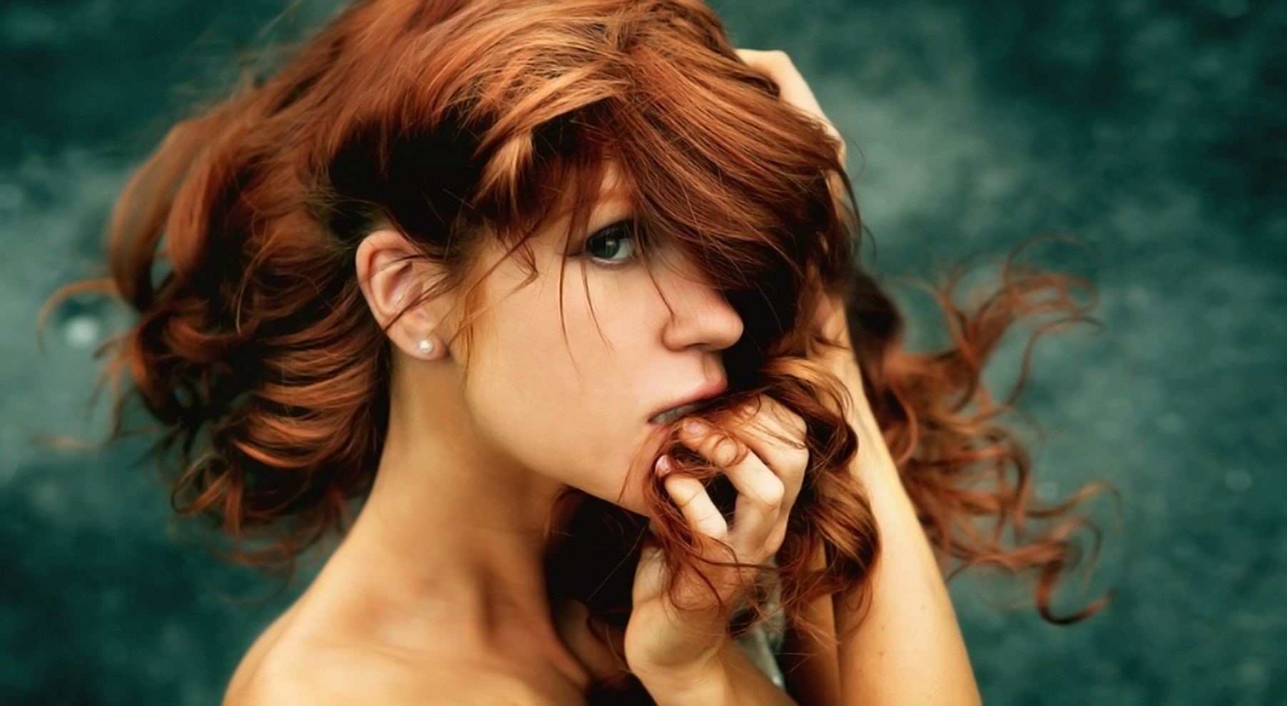 redhead, Sensual Gaze, Face, Hair In Face, Profile Wallpaper