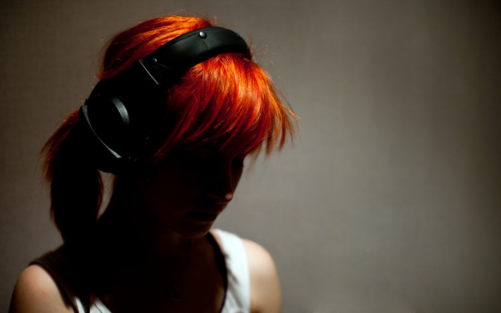redhead, Headphones, Women, Face Wallpaper