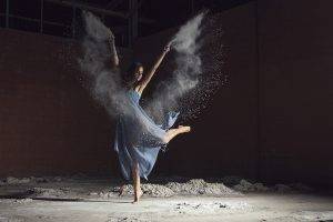 dust, Dancers, Blue Dress, Brunette, Barefoot, Arms Up, Abandoned, Bricks