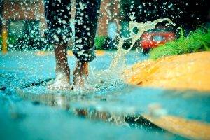 legs, Splashes, Puddle, Barefoot, Water Drops
