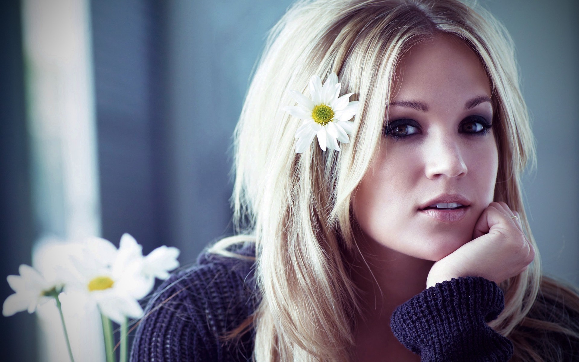 smoke, Flower In Hair Wallpaper