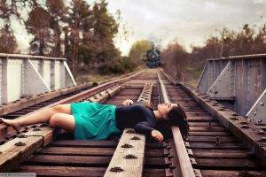 Suicide Girls, Lying Down, Train, Women, Railway, Skirt