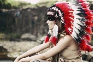 Native Americans, Indian, Women, Headdress