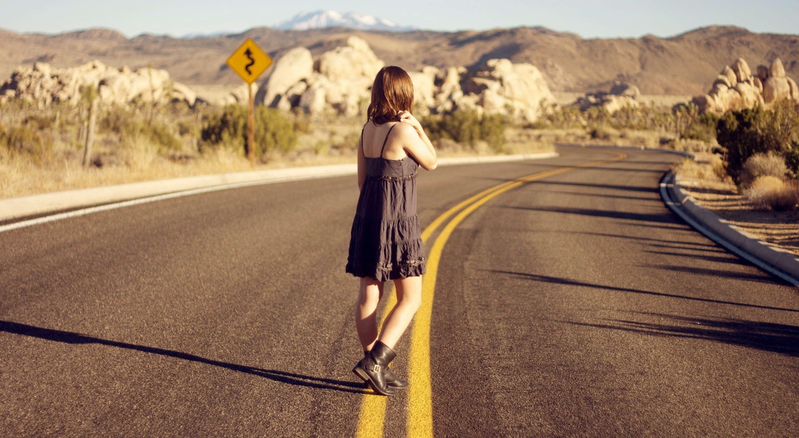 women, Alone, Road Wallpaper
