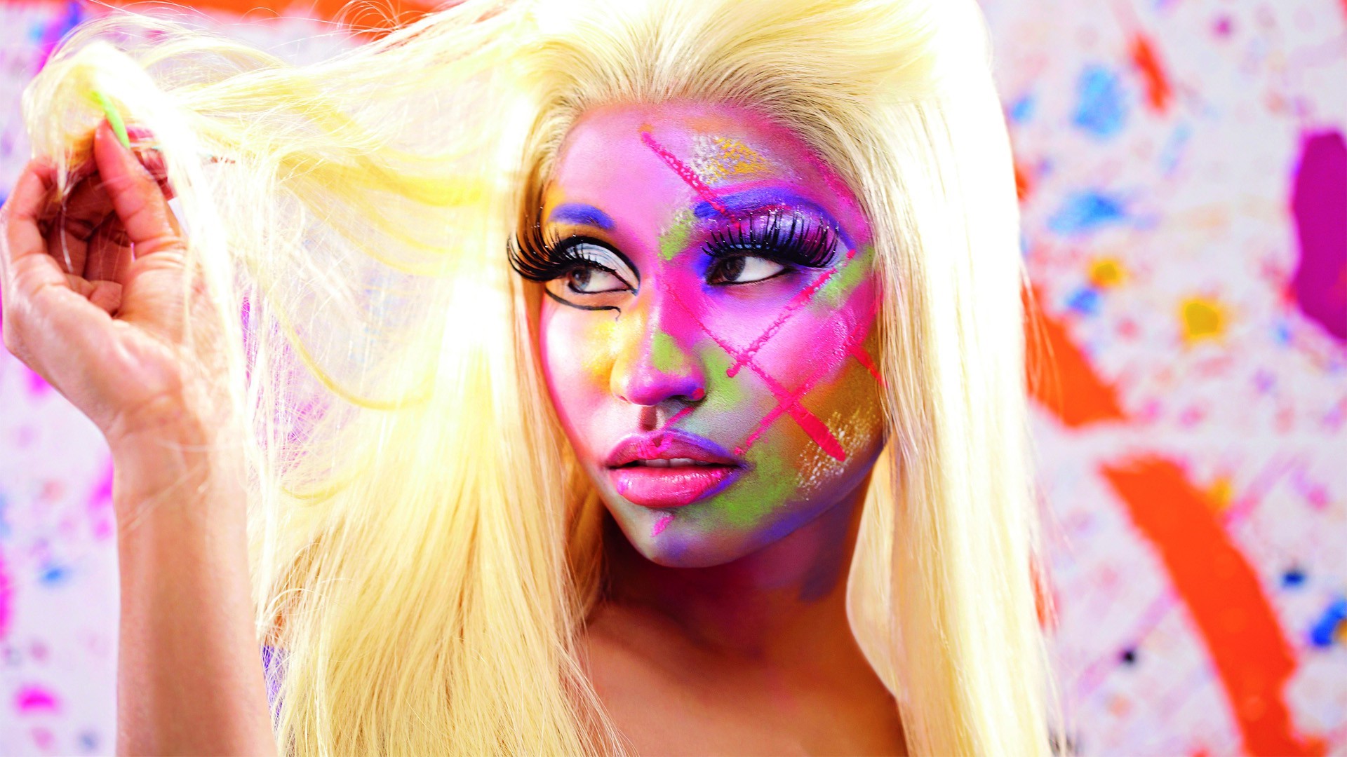 Nicki Minaj, Face Paint, Blonde, Singer, Women Wallpaper
