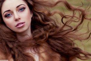 model, Long Hair, Blue Eyes, Curly Hair, Windy