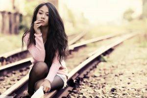 railway, Women, Brunette, Women Outdoors, Huu Trong Nguyen