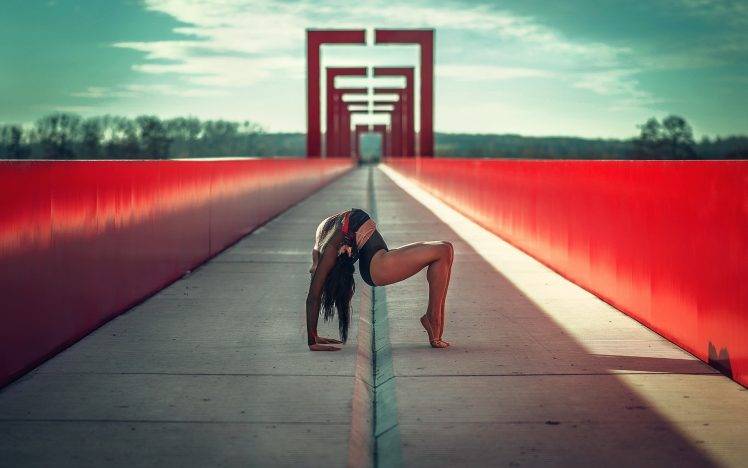 bridge, Women, Gymnastics, Zalis HD Wallpaper Desktop Background