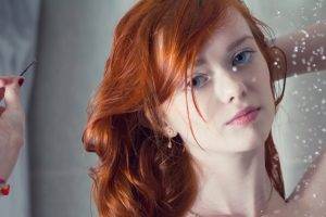 redhead, Women, Model, Blue Eyes
