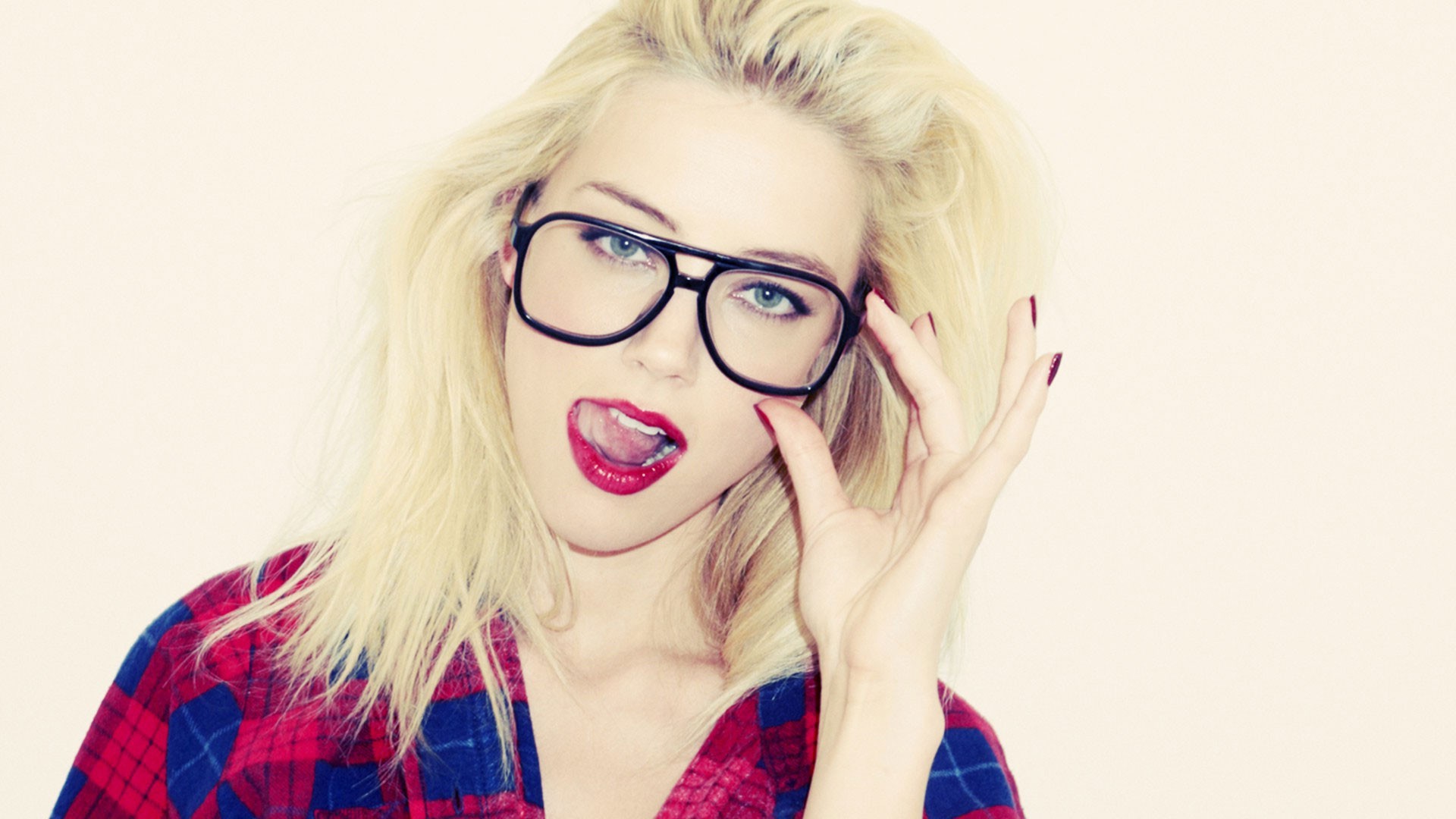 blonde, Glasses, Blue Eyes, Women, Amber Heard Wallpaper