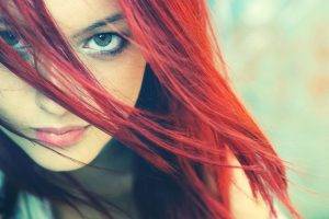 redhead, Hair In Face, Women, Face