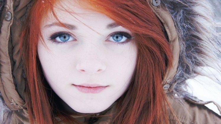 redhead, Blue Eyes, Cold, Women, Face HD Wallpaper Desktop Background