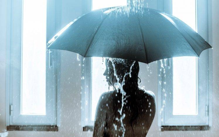 women, Umbrella, Rain, Water, Bright HD Wallpaper Desktop Background