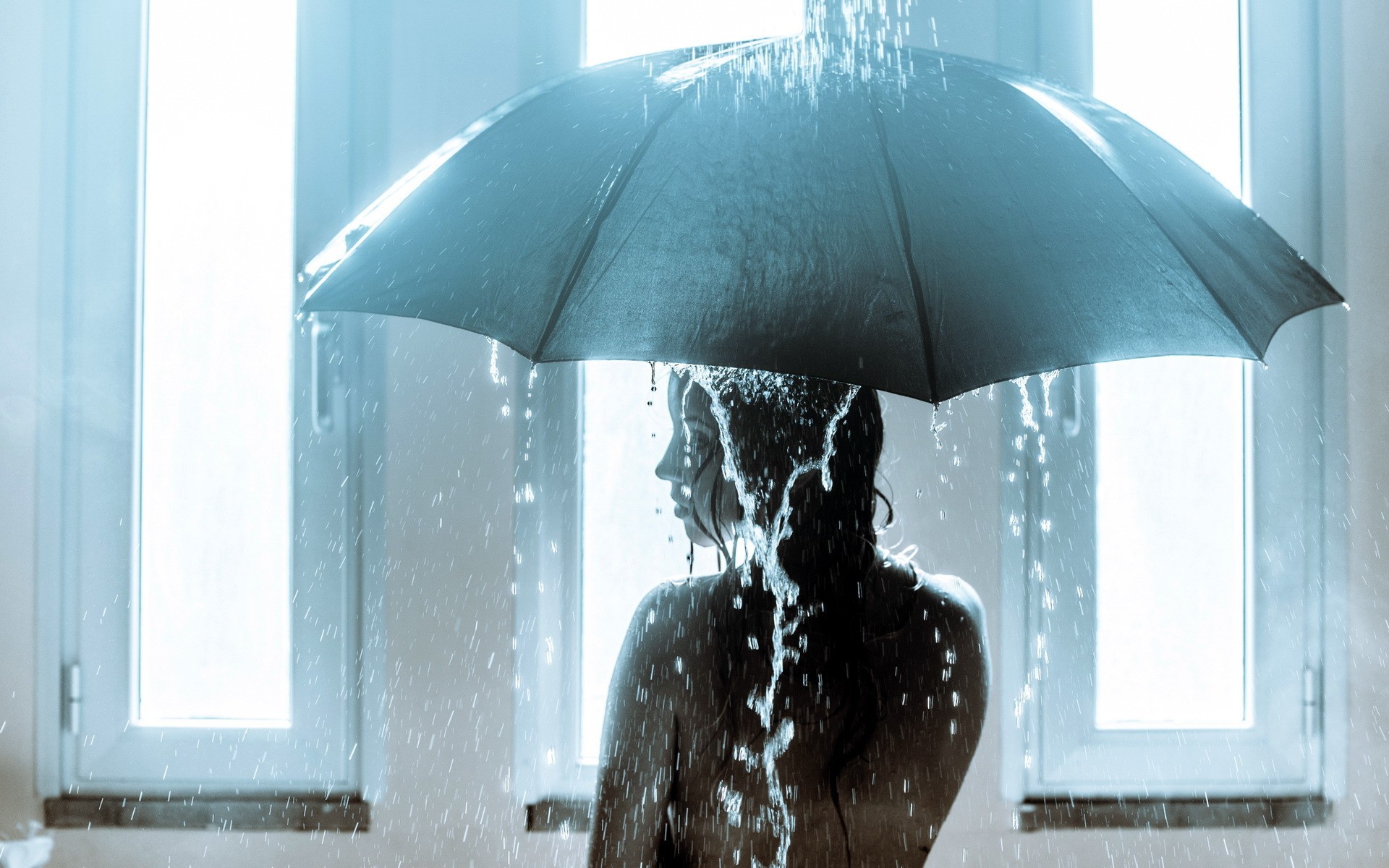women, Umbrella, Rain, Water, Bright Wallpaper