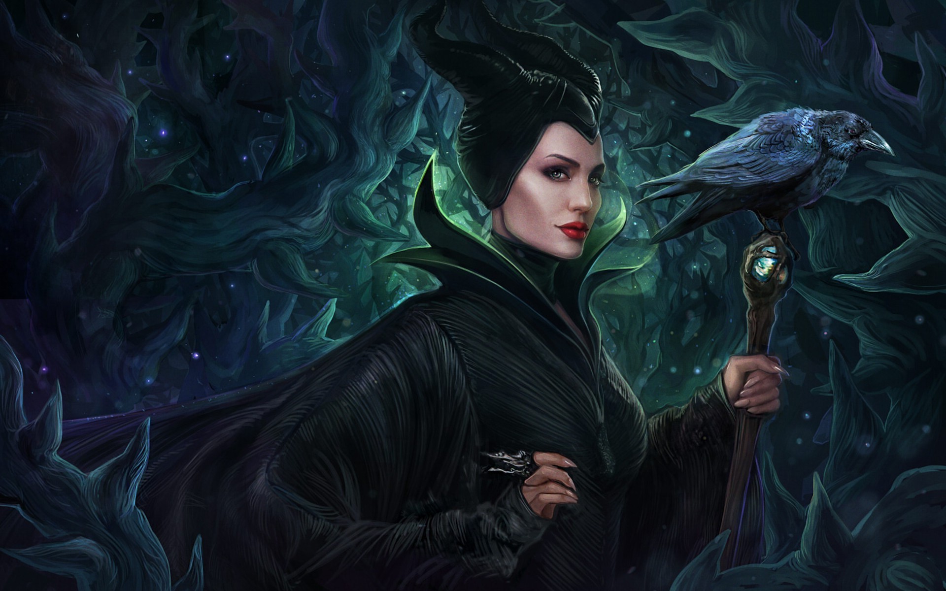 Angelina Jolie, Maleficent, Artwork Wallpaper