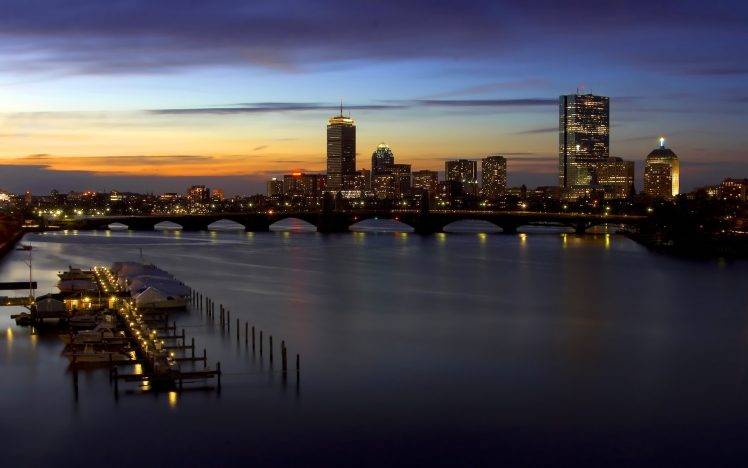 cityscape, River, Sunset, Bridge HD Wallpaper Desktop Background