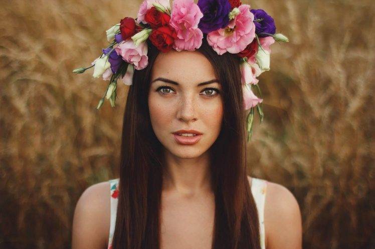 Ukrainians, Women, Wreaths, Brunette HD Wallpaper Desktop Background