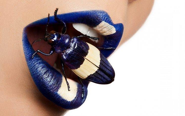 lips, Blue, Insect, Mouths HD Wallpaper Desktop Background