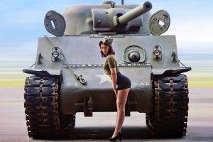 pinup Models, World War II, Women, M4 Sherman